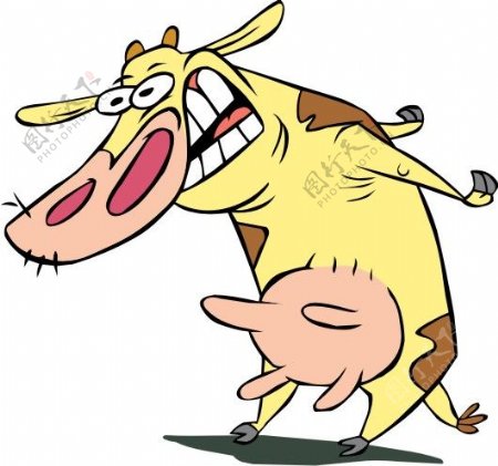印花矢量图卡通动物奶牛可爱卡通色彩免费素材
