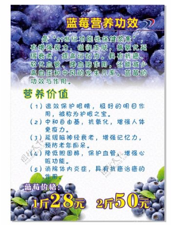 蓝莓营养功效海报