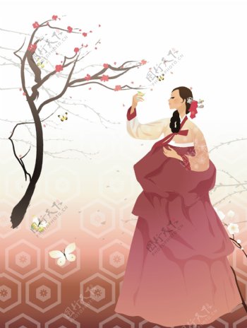 韩国卡通女性矢量图素材