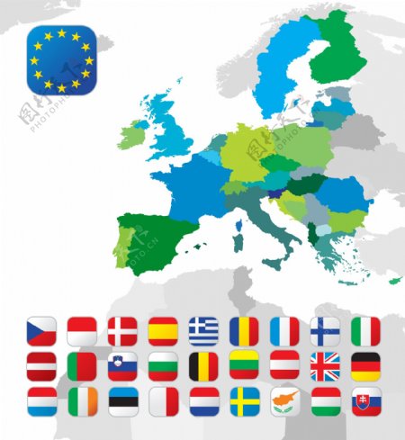 欧盟旗帜和标志矢量素材03