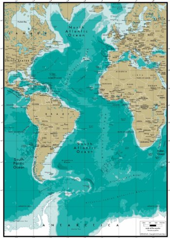 美丽的世界地图矢量素材大西洋地图