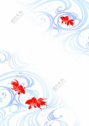 红色小金鱼底纹花纹素材