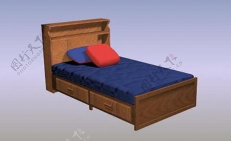 当代现代家具床3D模型D004