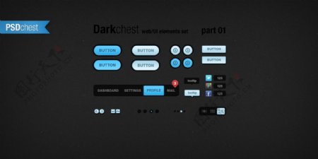 精美网页设计元素psd素材darkchestpart01