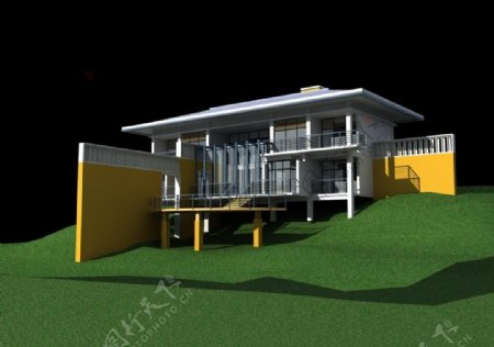 室外豪华别墅房子模型图片