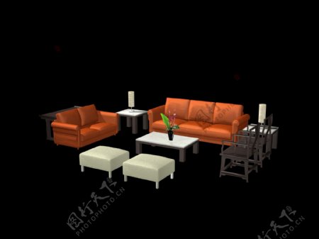 沙发组合3d模型家具效果图48