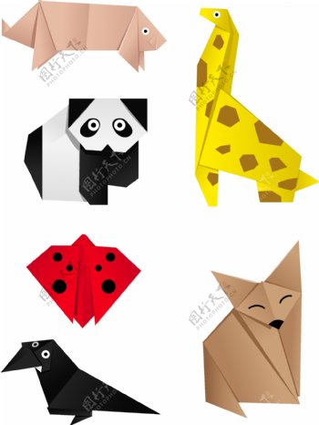 各种折纸动物设计矢量素材03