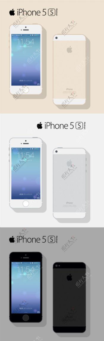 iPhone5s三色扁平界面设计素材