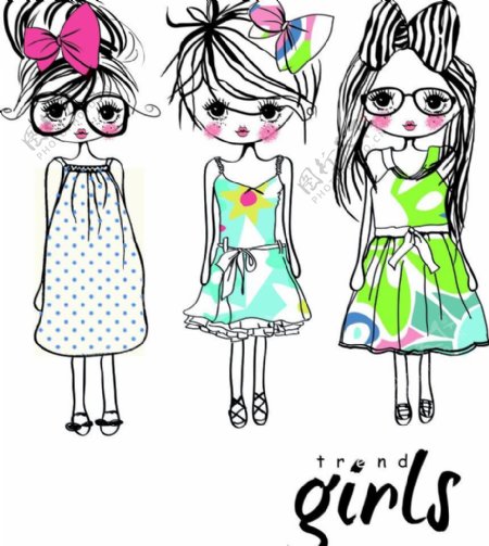 创意人物时尚女孩女服装图女孩印花图片