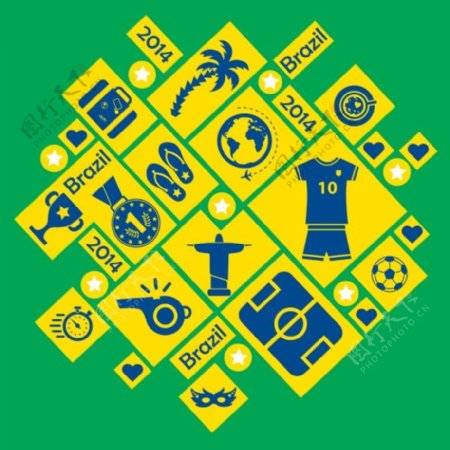 2014巴西世界杯元素图标矢量图