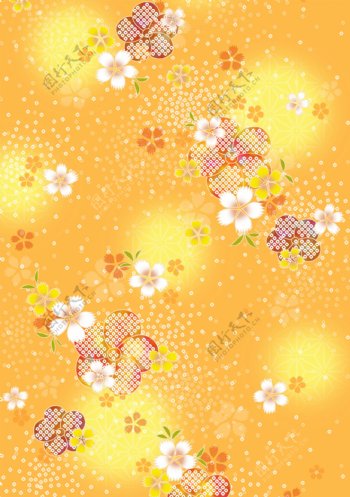 橙色七彩花底纹花纹素材