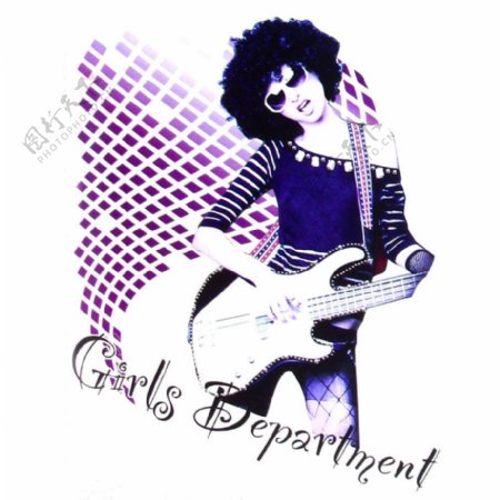 烫钻色彩紫色黑白色吉他免费素材