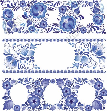 蓝色欧式花纹图片