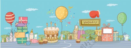 生日蛋糕和气球