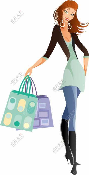 韩国商业素材购物女性矢量