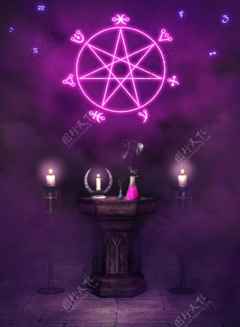 紫色梦幻魔法阵背景素材