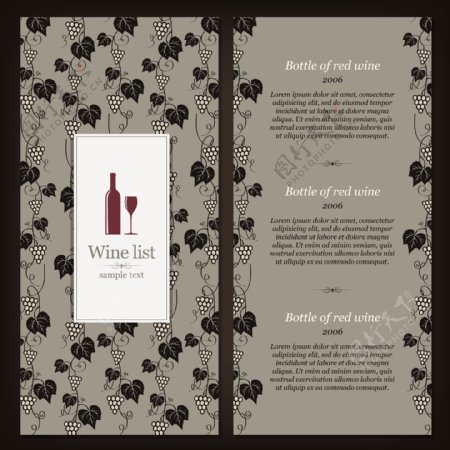红酒葡萄酒酒吧菜单封面设计图片