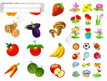 蔬菜水果运动花卉图标矢量素材