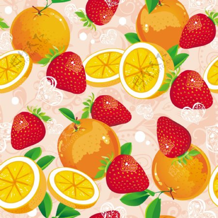 美味的橘子草莓插画矢量