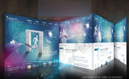 韩版蓝色梦幻科技公司网站模板psd