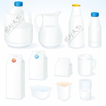 盛牛奶容器设计矢量素材
