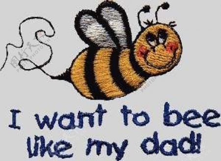 绣花动物昆虫蜜蜂文字免费素材