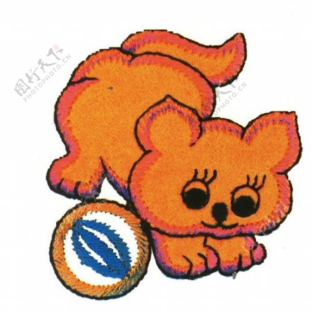 绣花动物猫色彩橙色免费素材