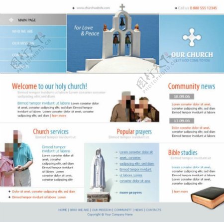 国外教堂网页psd模板