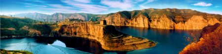 中国内蒙古呼和浩特清水河老牛湾全景图片