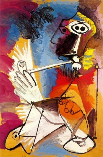 1969Lefumeur西班牙画家巴勃罗毕加索抽象油画人物人体油画装饰画