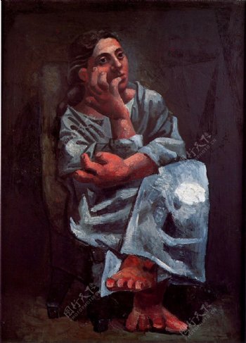 1920Femmeassise3西班牙画家巴勃罗毕加索抽象油画人物人体油画装饰画