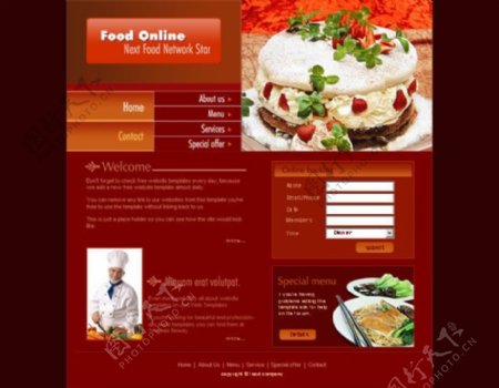 蛋糕美食网站模板psd素材