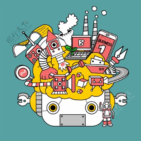 韩国机器人卡通插画03