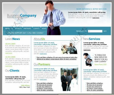 蓝色专业的商业网站模板