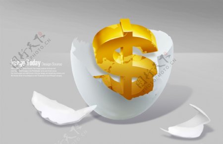 鸡蛋壳中的美元符号图片