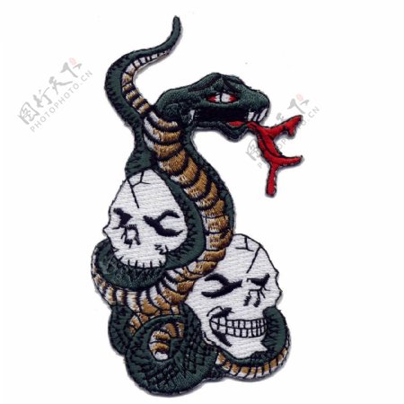 绣花动物蛇骷髅灵异图案免费素材