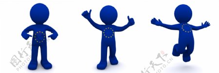 3D人物质感与欧洲联盟的旗帜
