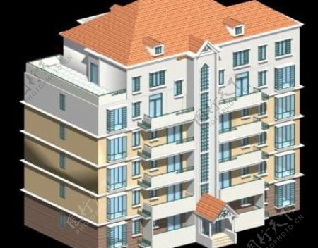 现代简约风格住宅楼设计3D模型