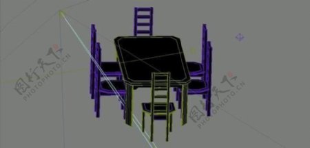 室内装饰家具桌椅组合643D模型