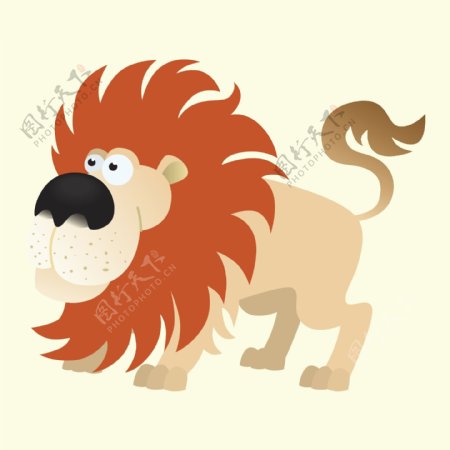 印花矢量图可爱卡通卡通动物狮子色彩免费素材
