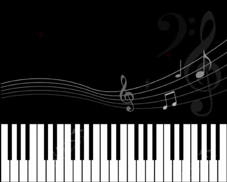 矢量音符黑白音符动感音符钢琴图片