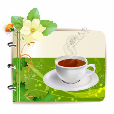 植物花纹咖啡卡片矢量素材