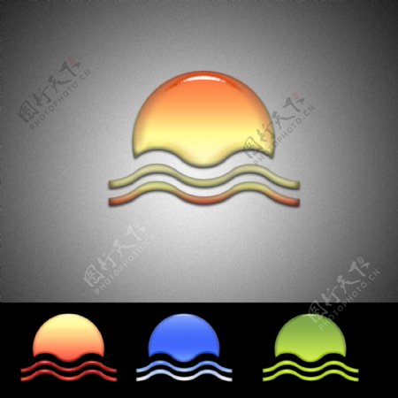 太阳日出海水水晶logo设计图片