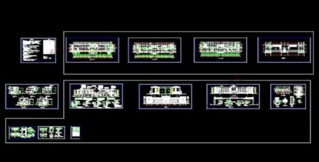 欧式综合三层办公楼框架结构建筑施工图