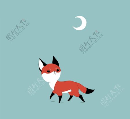 位图可爱卡通卡通动物狐狸色彩免费素材