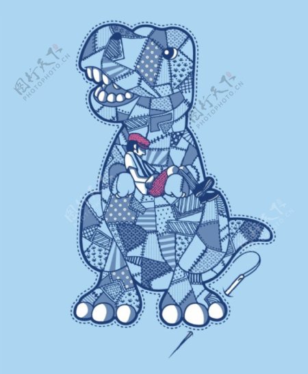 位图插画动物恐龙少年免费素材