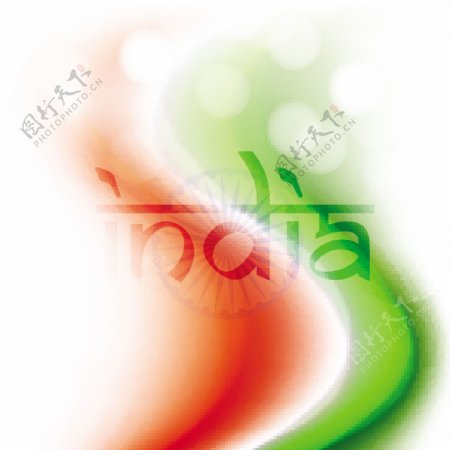印度国旗的颜色波背景与文本印度