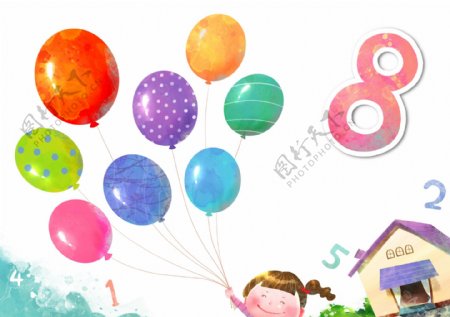 孩子和气球图片