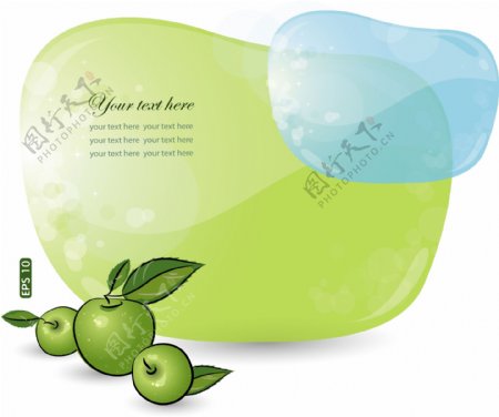 蓝色绿色动感对话泡泡水果图片