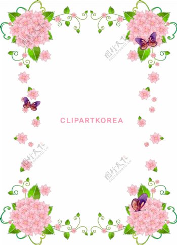 韩国植物花边边框矢量图15